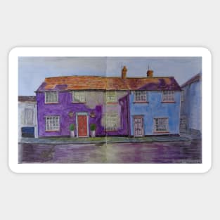 Watercolor Sketch - 3 and 5 Mill End, Thaxted, Essex, UK Sticker